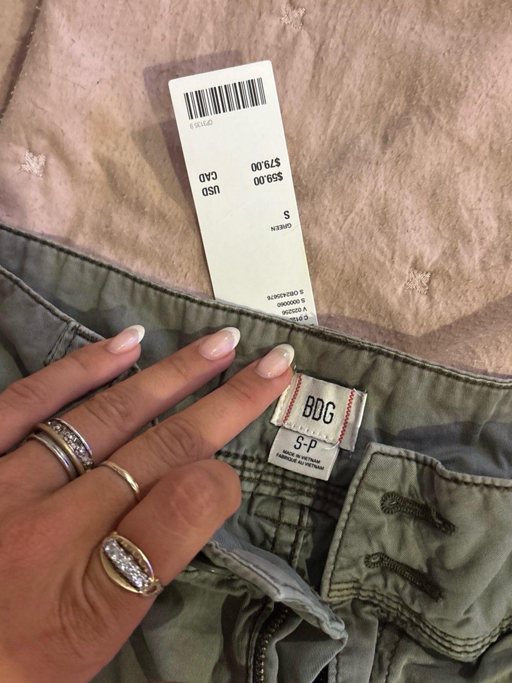 BDG Sage Green Low-Rise Cargo Skirt